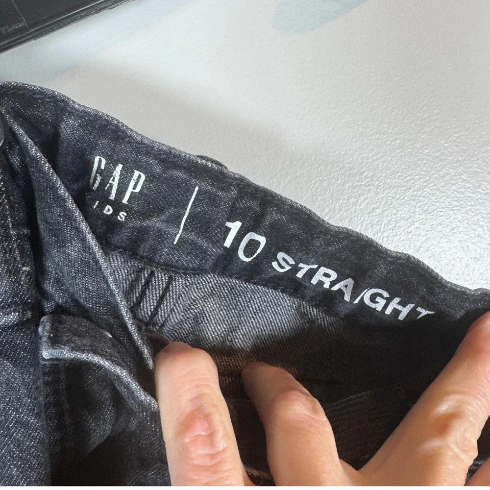 Gap Kids Boys 10 90s Original Straight Leg Black Jeans Faded Adjusted Waist‎